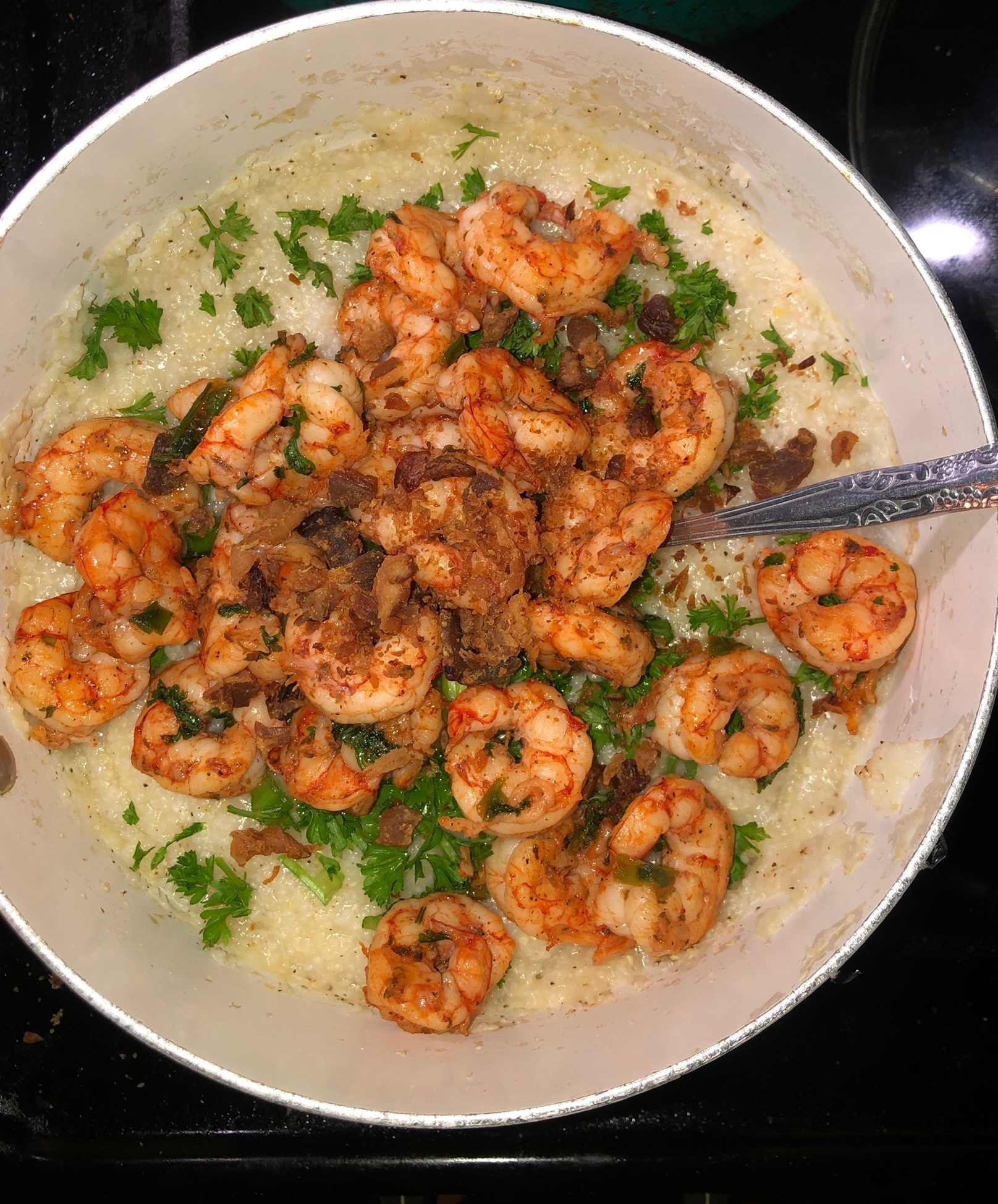 Shrimp and Grits with Bacon Bits